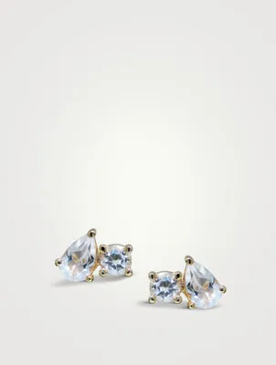 Anzie X Mel Soldera 14K Gold Jumelle Stud Earrings With Topaz