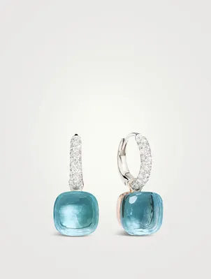 Nudo Classic 18K White And Rose Gold Earrings With Sky Blue Topaz And Diamonds