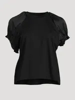 Satin Puff-Sleeve T-Shirt