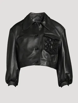 Macramé Cropped Leather Jacket