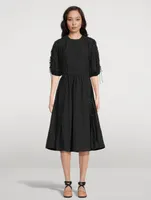 Puff-Sleeve Midi Dress With Corset Lacing