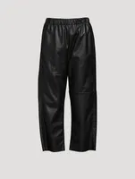 Faux Leather Wide-Leg Pants