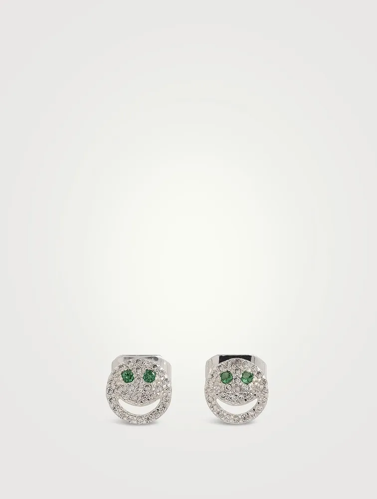 The Pavé Happy Face Stud Earrings