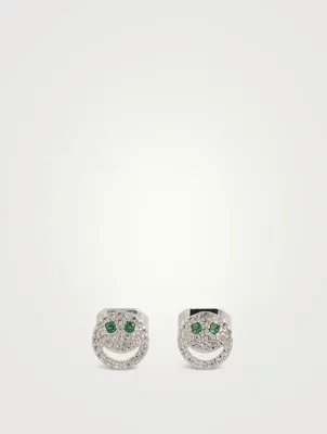 The Pavé Happy Face Stud Earrings