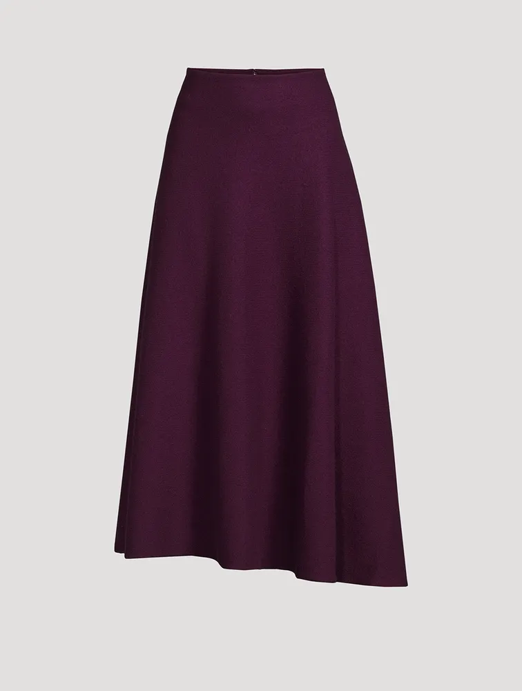 Boiled Merino Wool Midi Skirt