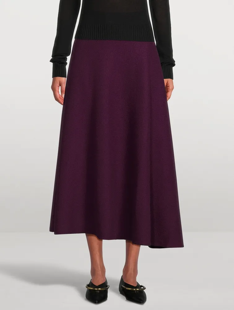 Boiled Merino Wool Midi Skirt