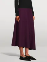 Boiled Merino Wool Midi Skirt