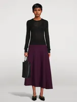 Boiled Merino Wool Midi Skirt