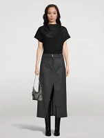 Stretch Wool Midi Skirt