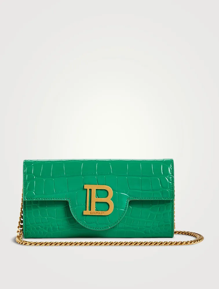 B-Buzz Croc-Embossed Leather Chain Wallet