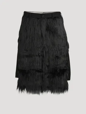 Wool-Blend Faux Fur Shorts