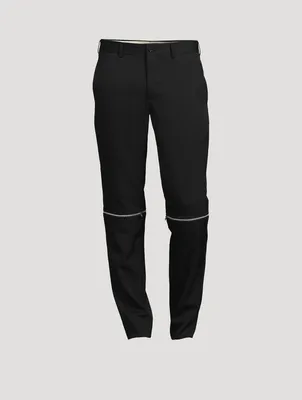 Wool Slim-Fit Pants With Zipper