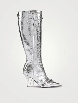 Cagole Metallic Leather Knee-High Boots