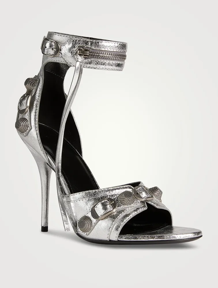 Cagole Metallic Leather Ankle-Cuff Sandals