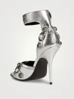Cagole Metallic Leather Ankle-Cuff Sandals