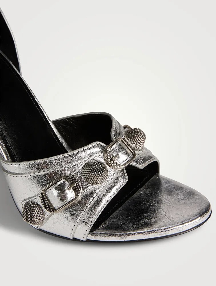 Cagole Metallic Leather Ankle-Cuff Sandals