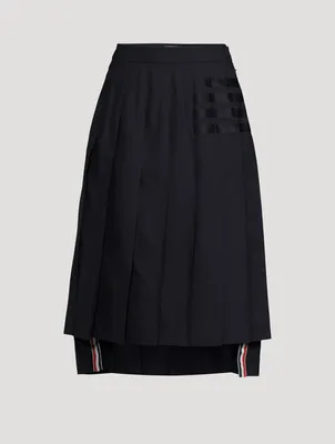 4-Bar Dropped Back Pleated Midi Skirt