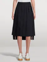 4-Bar Dropped Back Pleated Midi Skirt