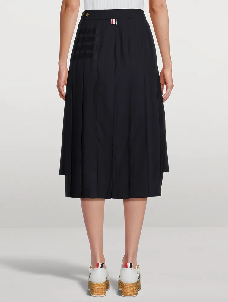 4-Bar Dropped Back Pleated Midi Skirt