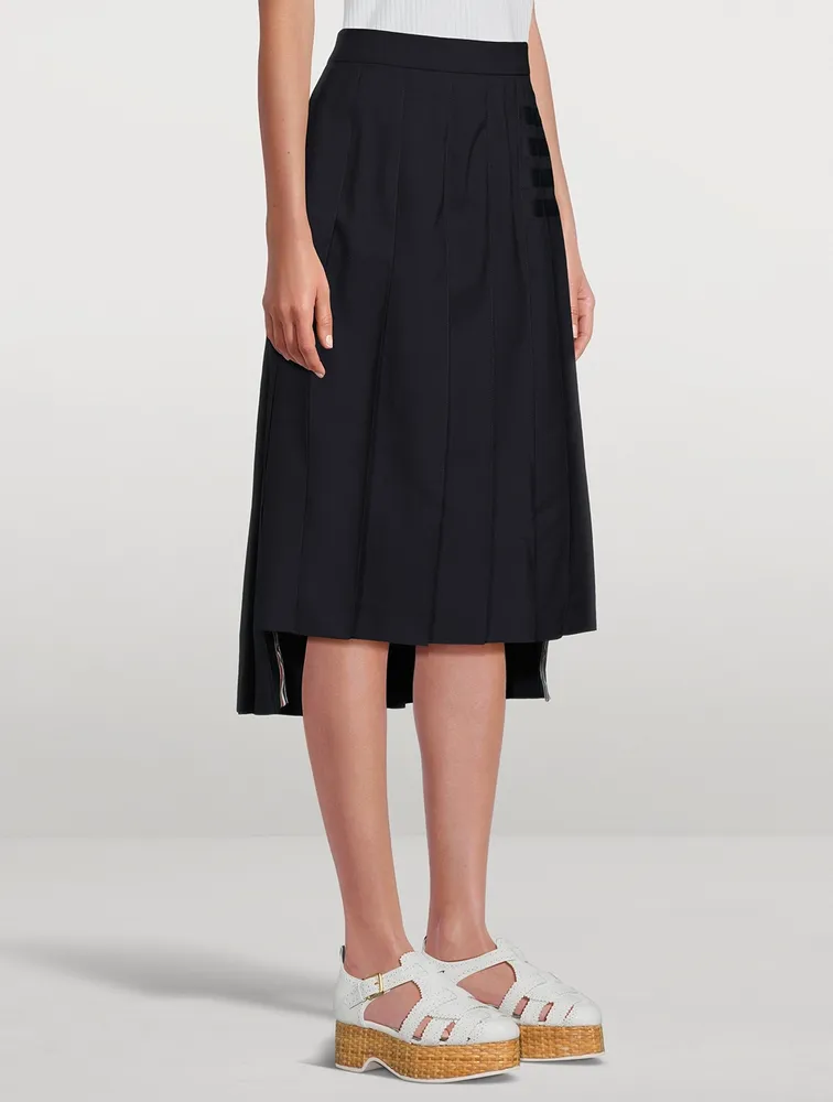 4-Bar Dropped Back Pleated Midi Skirt