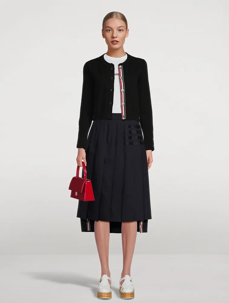 4-Bar Dropped Back Pleated Midi Skirt