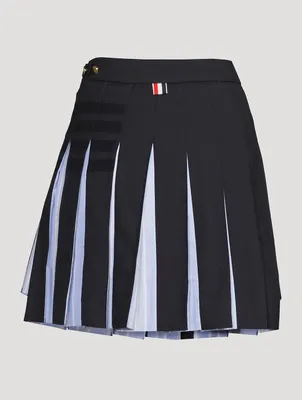 Pleated Wool Mini Skirt