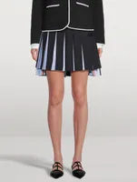 Pleated Wool Mini Skirt