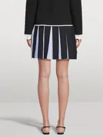 Pleated Wool Mini Skirt