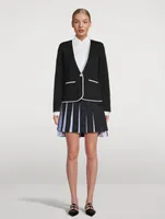 Pleated Wool Mini Skirt