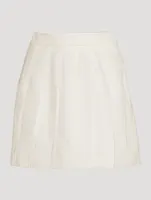 Pleated Linen Mini Skirt
