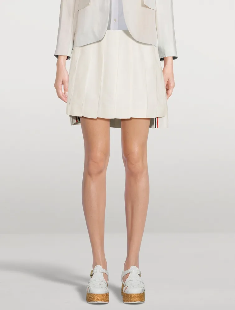 Pleated Linen Mini Skirt