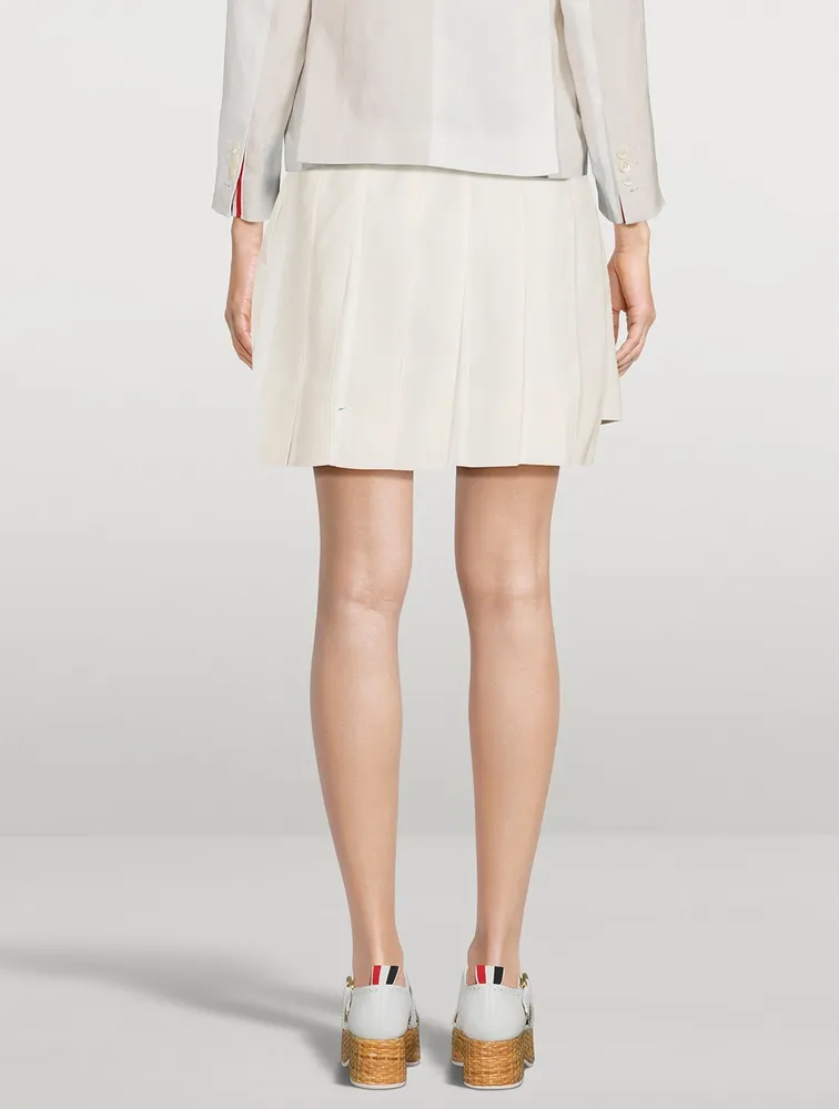 Pleated Linen Mini Skirt