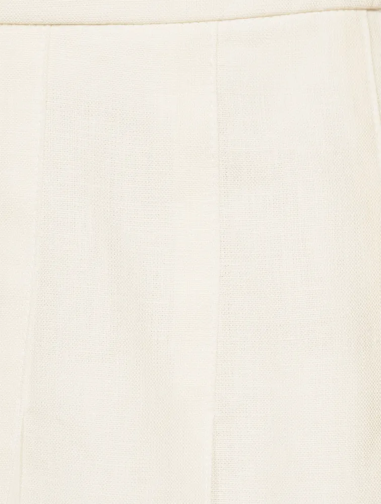 Pleated Linen Mini Skirt