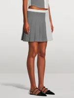 Funmix Textured Cotton Pleated Mini Skirt