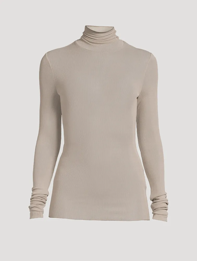 Ribbed Jersey Turtleneck