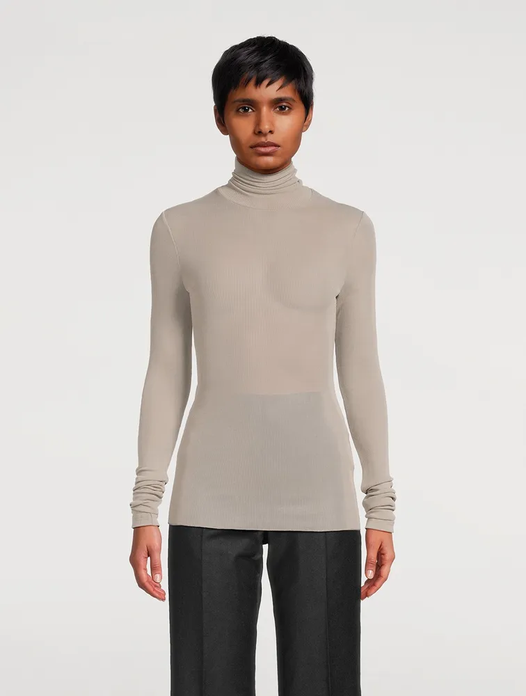 Ribbed Jersey Turtleneck