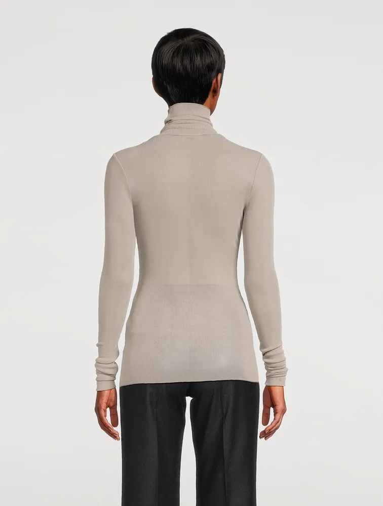 Ribbed Jersey Turtleneck