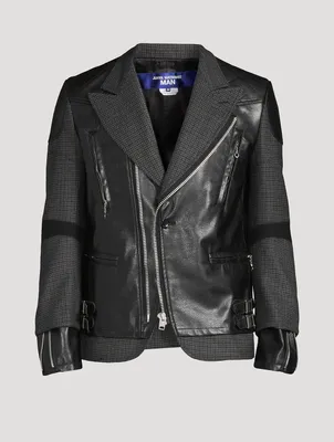Wool Jacket With Faux Leather