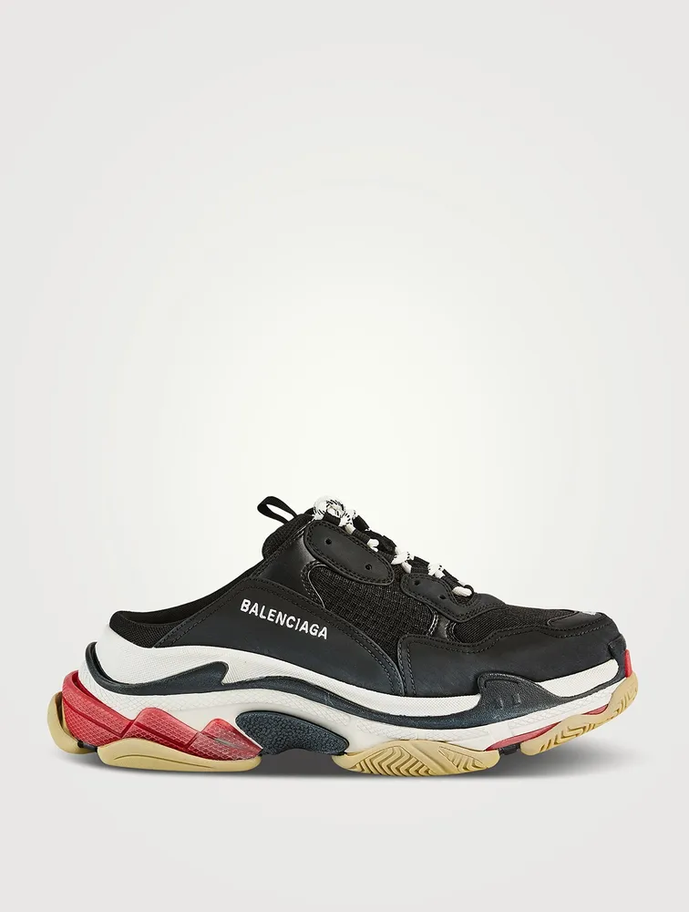 Triple S Double Foam And Mesh Mule Sneakers