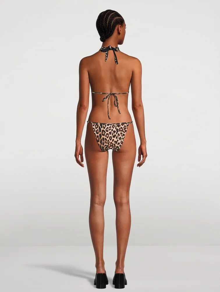 Reversible Ruched Bikini Top Leopard Print