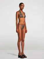 Reversible Ruched Bikini Top Leopard Print