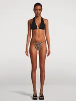 Reversible Ruched Bikini Top Leopard Print