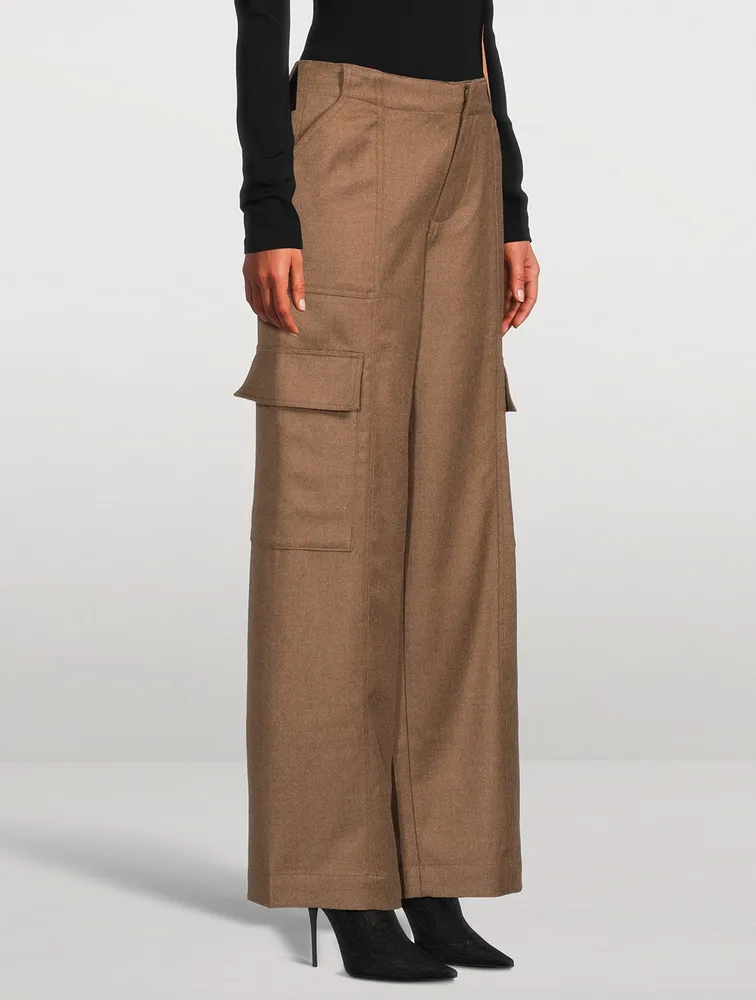 AG x Emrata Amia Wool Wide-Leg Pants