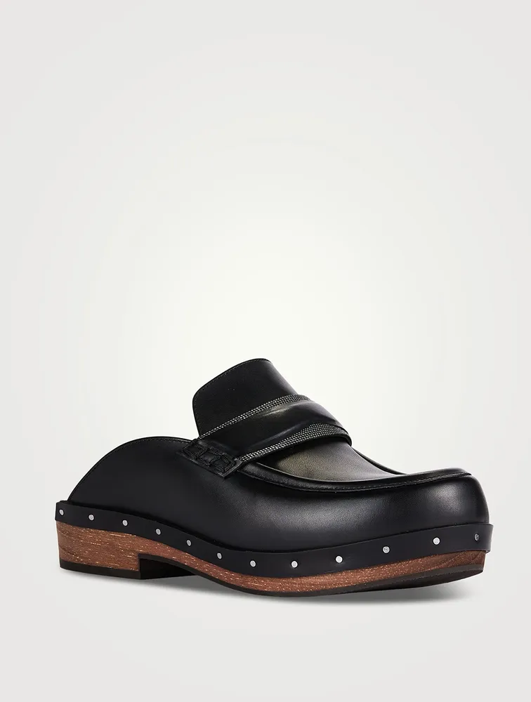 Shearling-Lined Leather Clogs