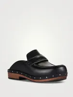 Shearling-Lined Leather Clogs