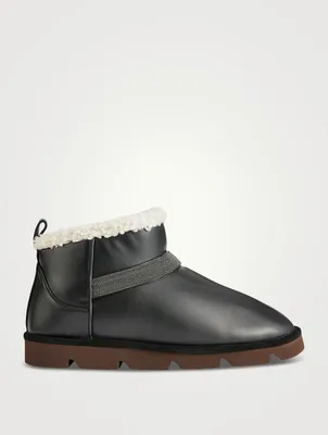 Shearling-Lined Leather Boots