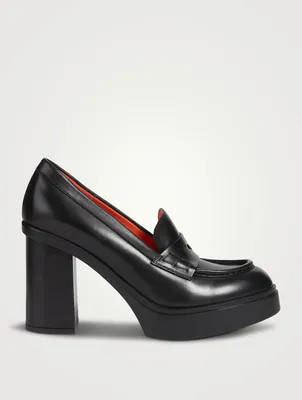 Libra Leather Block-Heel Loafers