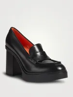 Libra Leather Block-Heel Loafers