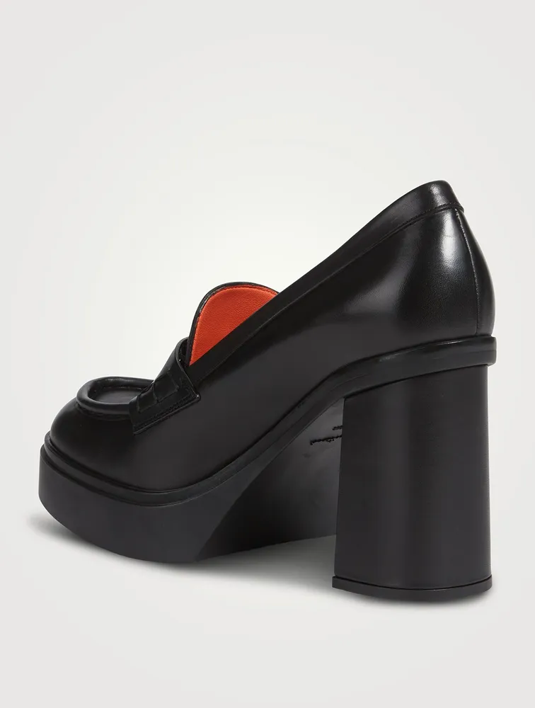Libra Leather Block-Heel Loafers
