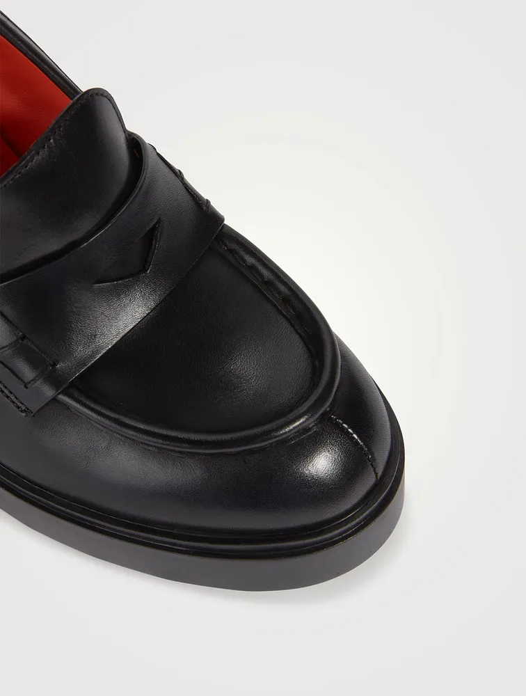 Libra Leather Block-Heel Loafers